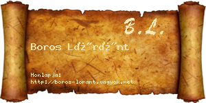 Boros Lóránt névjegykártya
